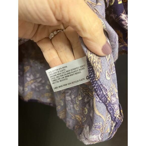 Universal Thread XXL Boho Floral Smocked Blouse Purple Long Sleeve - Picture 5 of 8